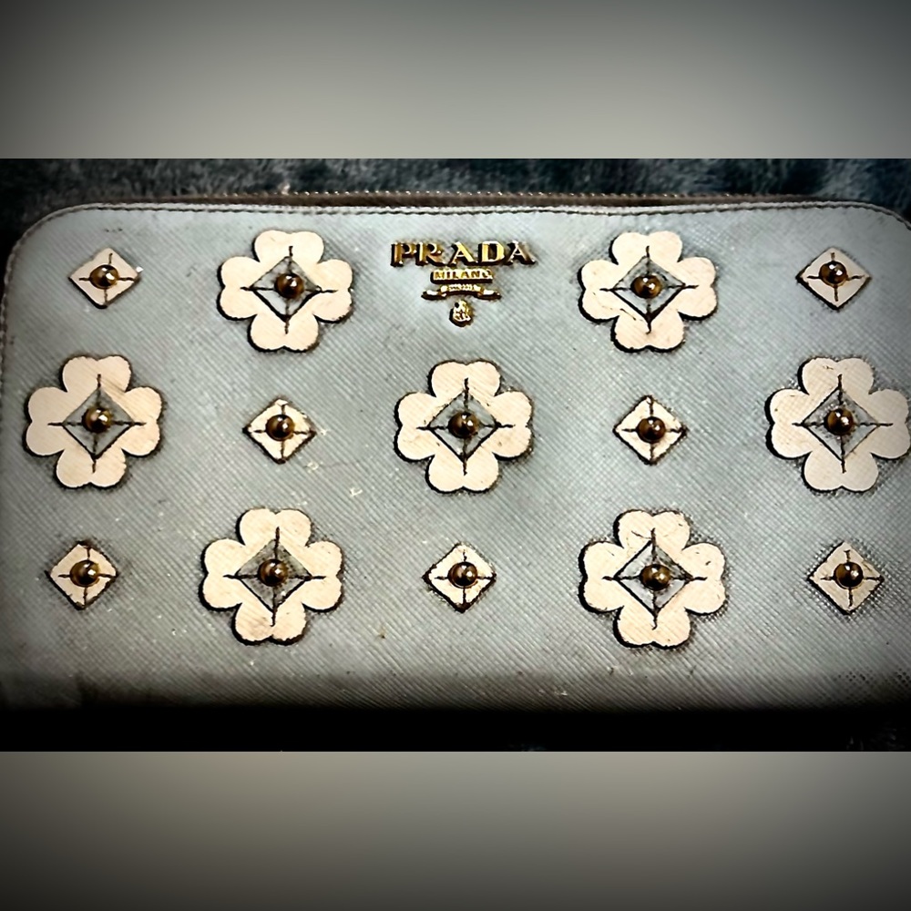 PRADA-baby blue medium size wallet in excellent condition